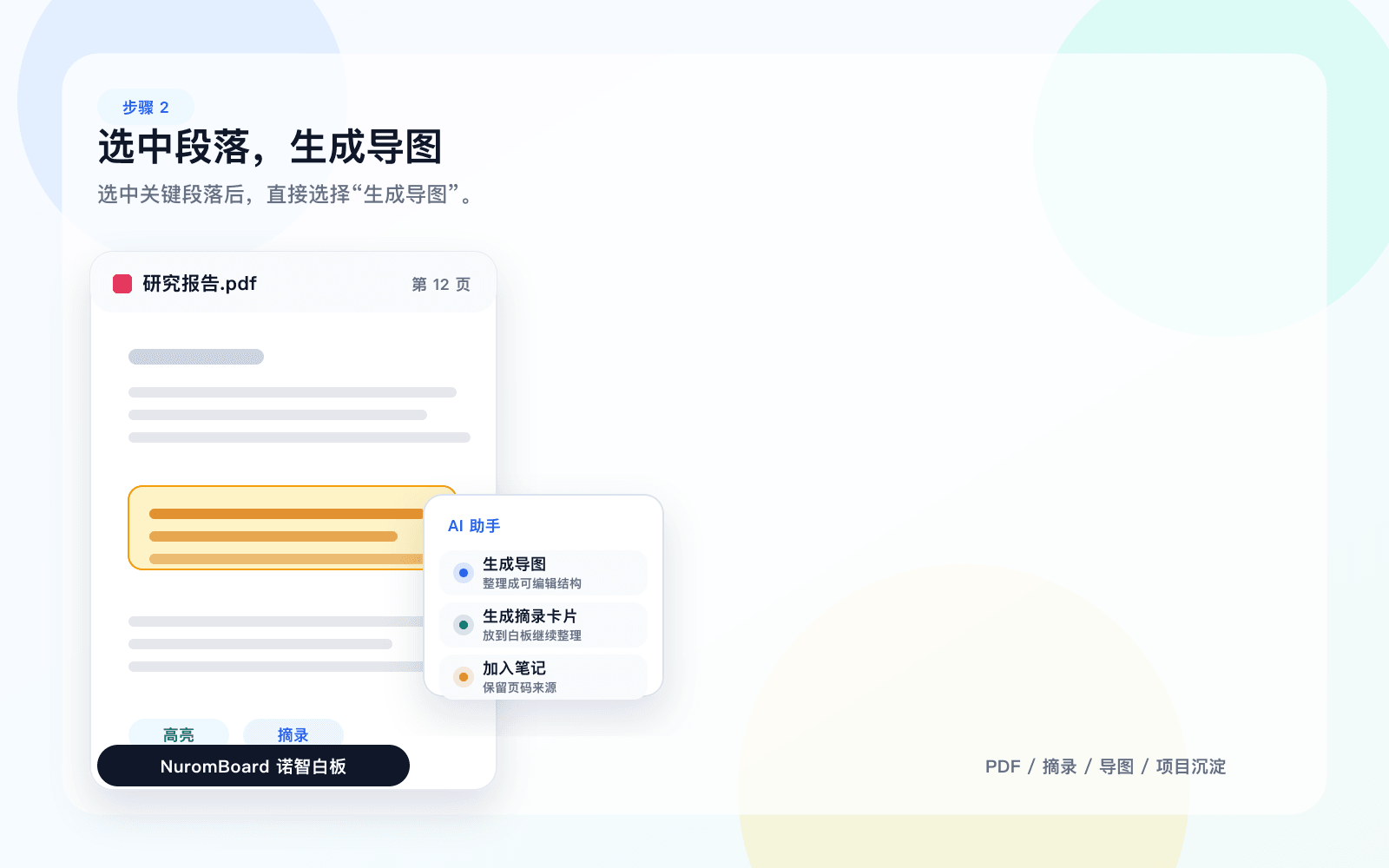 PDF 选中段落后选择生成导图